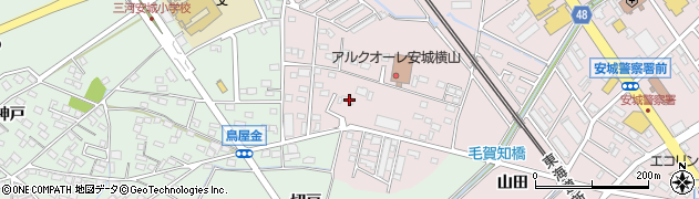 愛知県安城市横山町（赤子）周辺の地図