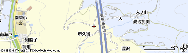 愛知県岡崎市秦梨町（市久後）周辺の地図