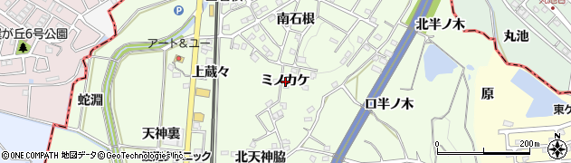 愛知県阿久比町（知多郡）白沢（ミノカケ）周辺の地図