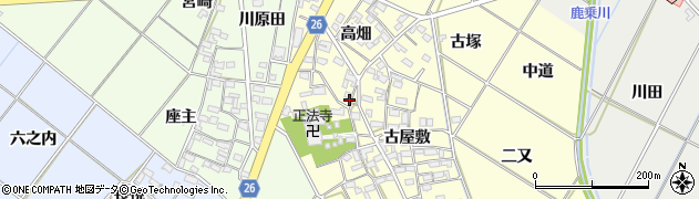 愛知県岡崎市東本郷町高畑2周辺の地図