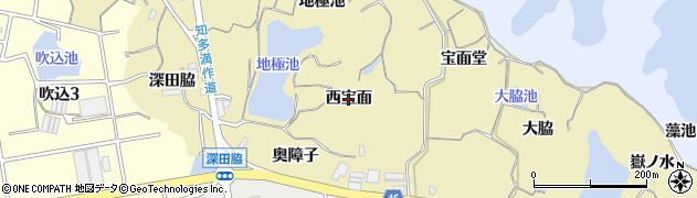愛知県知多市岡田（西宝面）周辺の地図