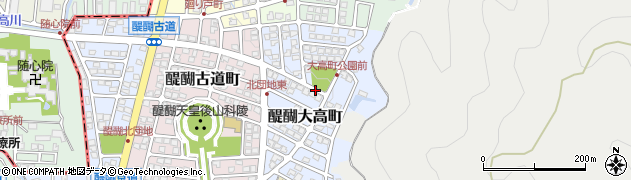 京都府京都市伏見区醍醐大高町周辺の地図