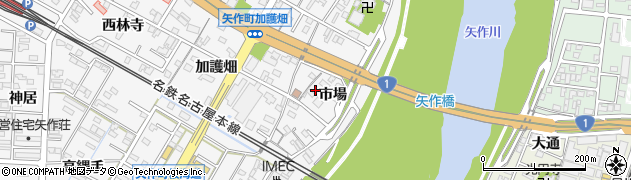愛知県岡崎市矢作町（市場）周辺の地図
