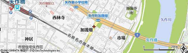 愛知県岡崎市矢作町（加護畑）周辺の地図