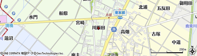愛知県岡崎市西本郷町（川原田）周辺の地図