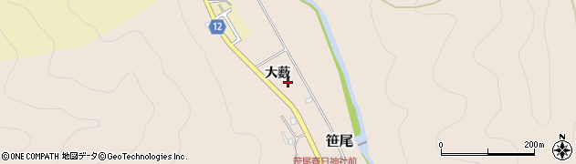 兵庫県猪名川町（川辺郡）笹尾（大薮）周辺の地図