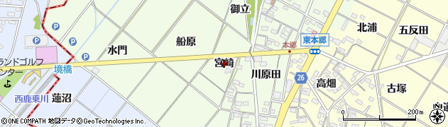 愛知県岡崎市西本郷町（宮崎）周辺の地図