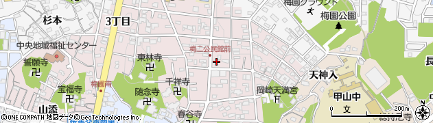 愛知県岡崎市梅園町周辺の地図