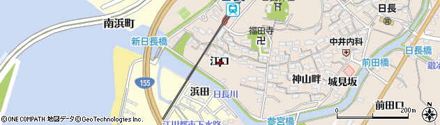 愛知県知多市日長江口周辺の地図