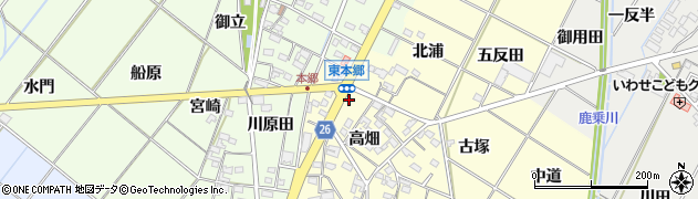愛知県岡崎市東本郷町高畑35周辺の地図