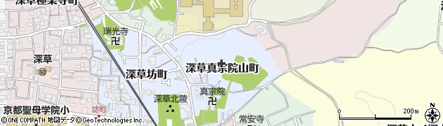 京都府京都市伏見区深草真宗院山町周辺の地図