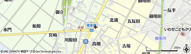 愛知県岡崎市東本郷町高畑55周辺の地図