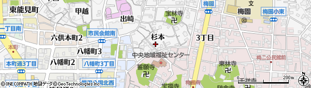 愛知県岡崎市六供町（杉本）周辺の地図