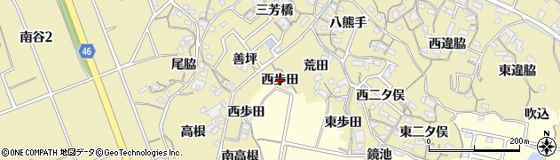 愛知県知多市岡田（西歩田）周辺の地図