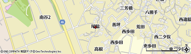 愛知県知多市岡田尾脇周辺の地図