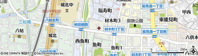 愛知県岡崎市材木町周辺の地図