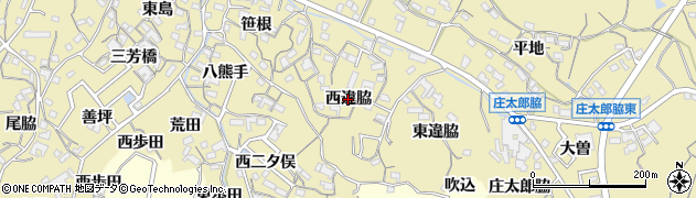 愛知県知多市岡田（西違脇）周辺の地図
