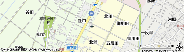 愛知県岡崎市東本郷町（北浦）周辺の地図