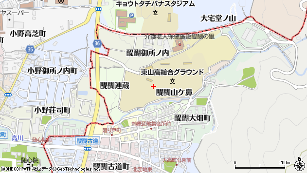 〒601-1304 京都府京都市伏見区醍醐山ケ鼻の地図