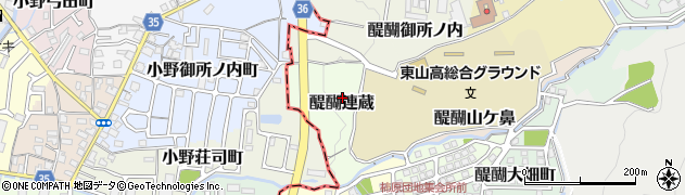 京都府京都市伏見区醍醐連蔵周辺の地図