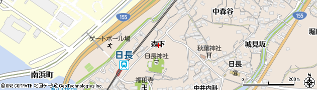 愛知県知多市日長森下周辺の地図
