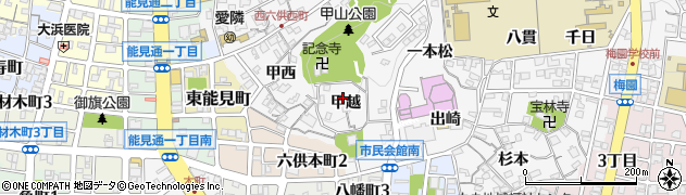 愛知県岡崎市六供町（甲越）周辺の地図