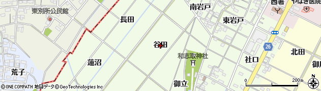 愛知県岡崎市西本郷町（谷田）周辺の地図