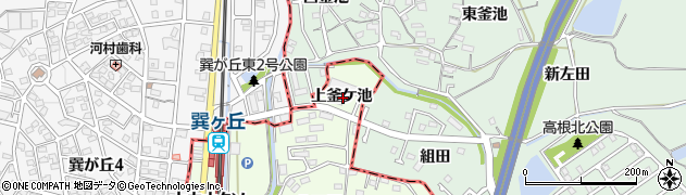 愛知県知多郡阿久比町白沢上釜ケ池周辺の地図