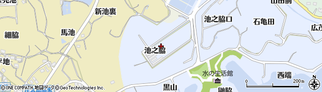 愛知県知多市佐布里（池之脇）周辺の地図