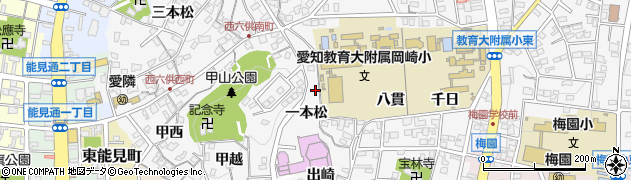 愛知県岡崎市六供町（一本松）周辺の地図