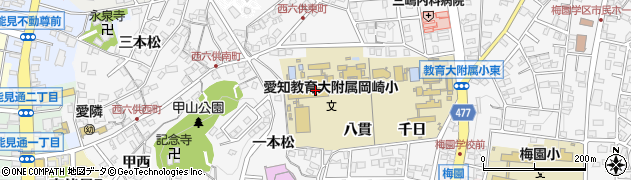 愛知県岡崎市六供町南丸根周辺の地図