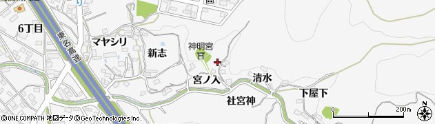 愛知県岡崎市小呂町（宮ノ入）周辺の地図