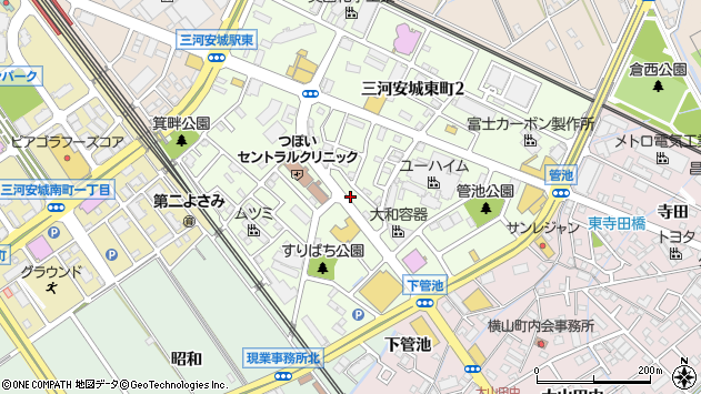 〒446-0057 愛知県安城市三河安城東町の地図