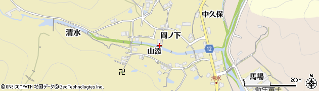兵庫県猪名川町（川辺郡）清水（岡ノ下）周辺の地図