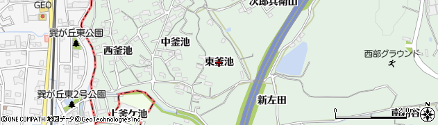 愛知県東浦町（知多郡）緒川（東釜池）周辺の地図