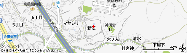 愛知県岡崎市小呂町（新志）周辺の地図
