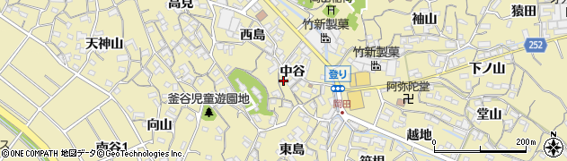 愛知県知多市岡田中谷周辺の地図