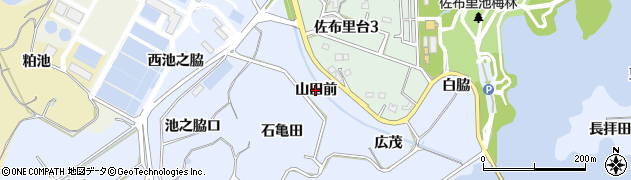 愛知県知多市佐布里（山田前）周辺の地図
