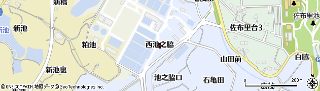 愛知県知多市佐布里西池之脇周辺の地図