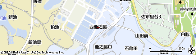 愛知県知多市佐布里（西池之脇）周辺の地図