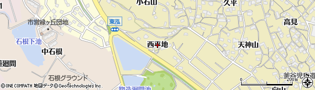 愛知県知多市岡田（西平地）周辺の地図