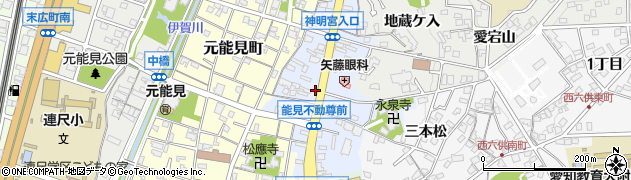 愛知県岡崎市能見町周辺の地図