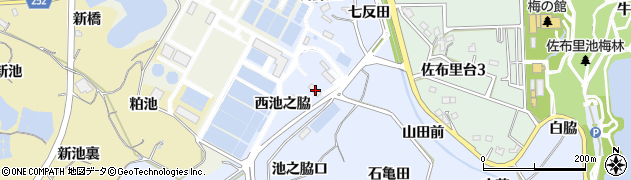 愛知県知多市佐布里西池之脇10周辺の地図