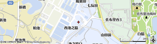 愛知県知多市佐布里西池之脇1周辺の地図
