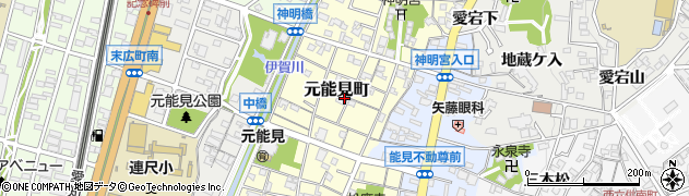愛知県岡崎市元能見町周辺の地図
