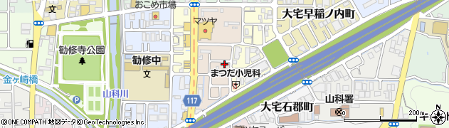 京都府京都市山科区大宅細田町75周辺の地図