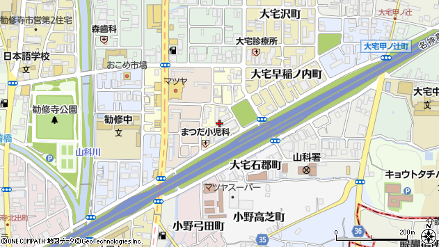 〒607-8188 京都府京都市山科区大宅関生町の地図