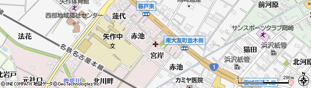 愛知県岡崎市暮戸町（宮岸）周辺の地図