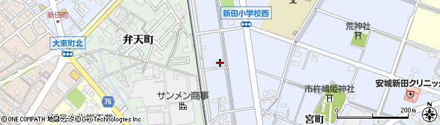愛知県安城市新田町新栄周辺の地図