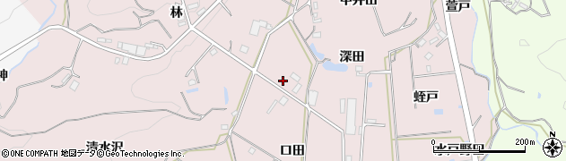 愛知県岡崎市田口町（口田）周辺の地図